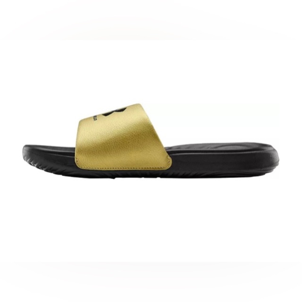 Under Armour Women’s Ansa Fix Slides, Size 9, Black, Gold, NWT